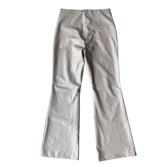 Abercrombie & Fitch Vegan Leather Slim Flare Pants in a Tan/Taupe Color - Picture 6 of 13
